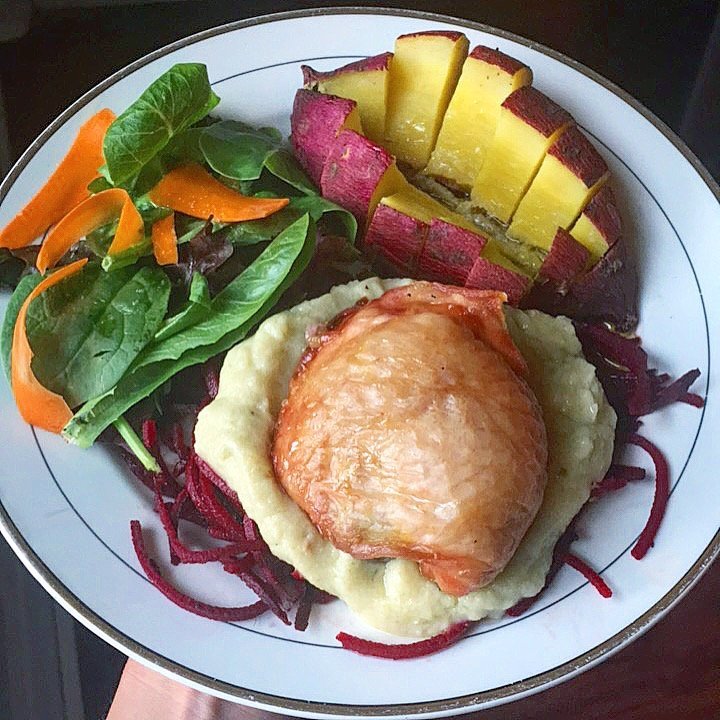 Creamy Cauliflower Alfredo Sauce with Chicken and Veggie Noodles